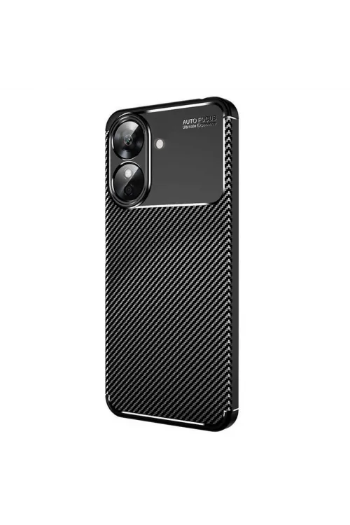 Realme Note 60 Kılıf Auto Focus Karbon Kapak - Siyah