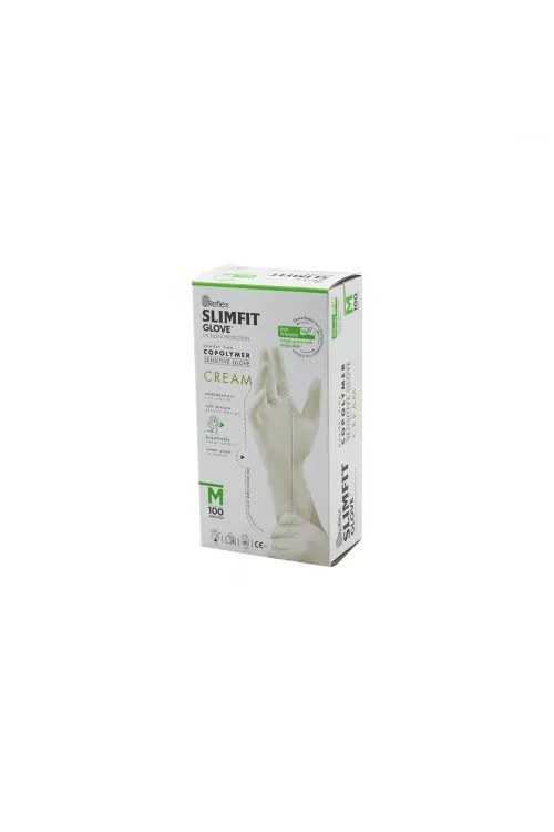 Reflex Slimfit Glove Kod-029 M Krem Pudrasız Muayene Eldiven 100lü