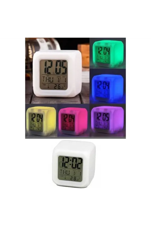 Renk Değiştiren Alarmlı Dijital Küp Saat