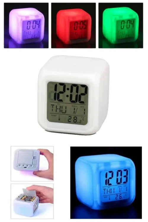 Renk Değiştiren Dijital Alarm Küp Saat