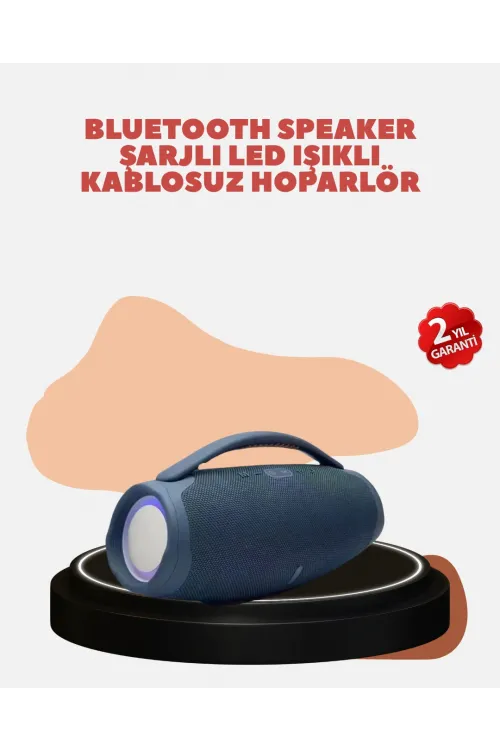 Renkli Led Efektli Suya Dayanıklı Taşınabilir Kablosuz Hoparlör