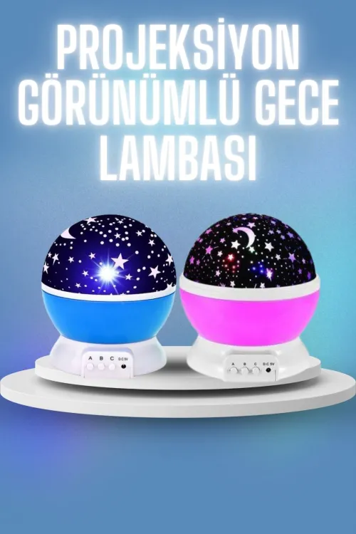Renkli Yıldızlı Gökyüzü Projeksiyon Gece Lambası Pilli Ve Usb Kablolu