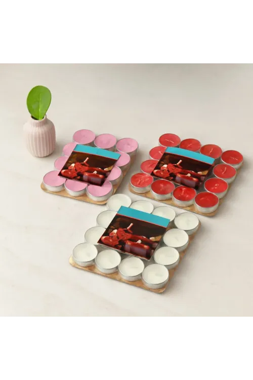 Renkli Yuvarlak Tea Light Mum 16lı