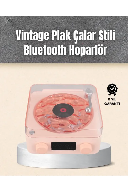 Retro Bluetooth Hoparlör – Yumuşak Gece Lambası Ve Saat Göstergeli