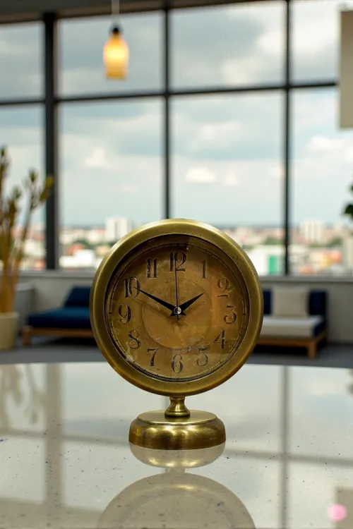 Retro Eskitme 25 x 20 Cm Metal Şık Masa Saati