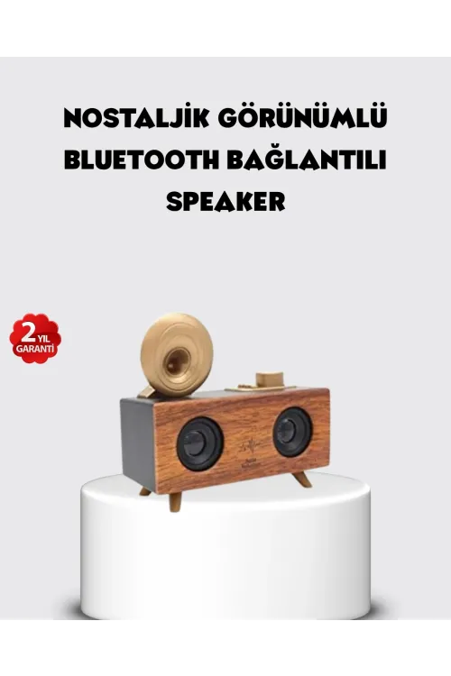 Retro Gramofon Tasarımlı Bluetooth Hoparlör – 3d Stereo Ses, 1800 Mah Batarya