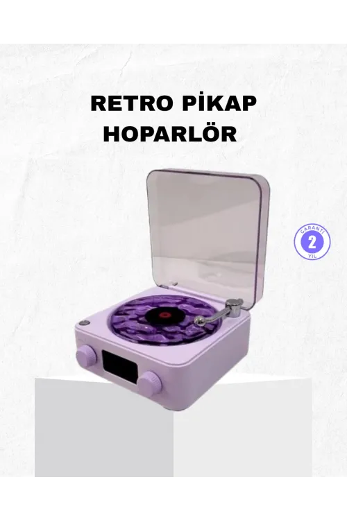 Retro Pikap Hoparlör Bluetooth Aux Usb Type-c Projektörlü 360° Sesli Taşınabilir