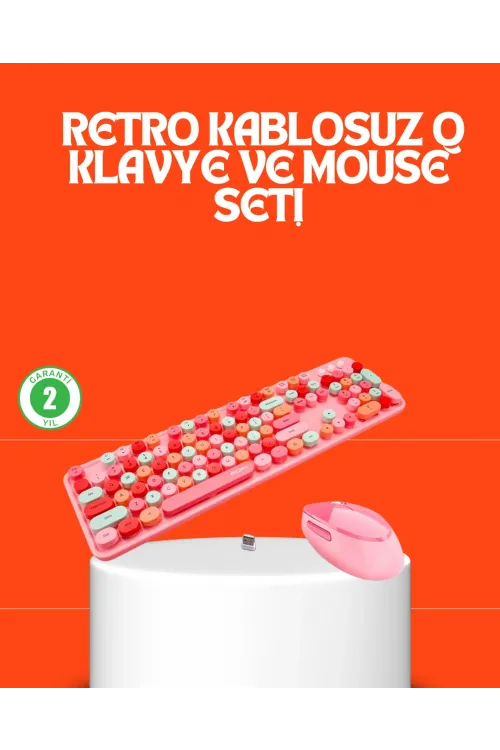 Retro Tarz Bluetooth 5.1 Klavye – Win/osx/android/ios Uyumlu