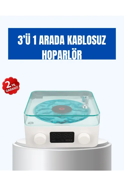 Retro Tasarımlı Gece Lambalı Bluetooth Hoparlör – Saat Ve Pil Göstergeli
