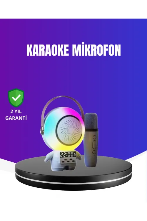 Rgb Işıklı Astronot Bluetooth Hoparlör Karaoke Mikrofonlu