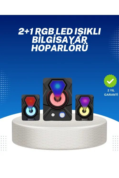 Rgb Işıklı Usb Hoparlör Seti 9w Çıkış Gücü Derin Bas