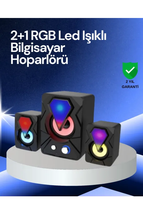 Rgb Led Işıklı 2.1 Usb Oyun Hoparlörü Derin Bas Ve Net Ses