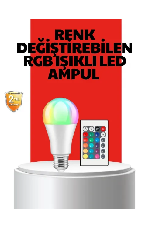 Rgb Uzaktan Kumandalı Led Ampul 16 Renkli A Kalite Orijinal