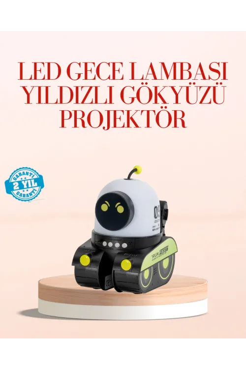 Robot Tasarımlı Bluetooth Hoparlörlü Yıldızlı Gökyüzü Projektör