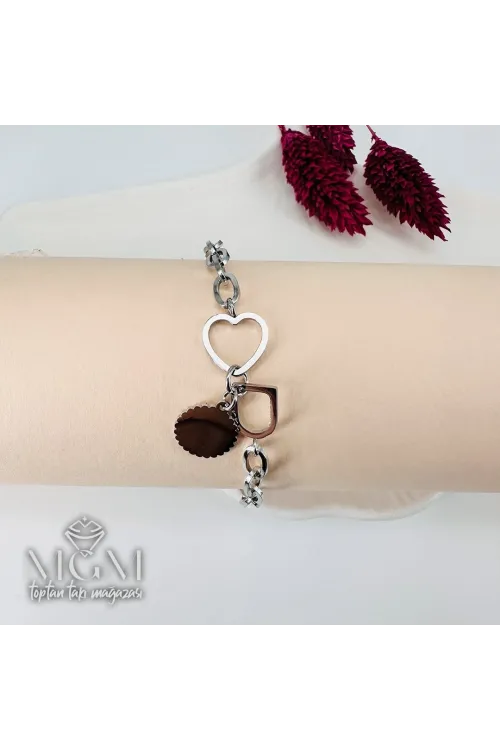 Rodyum Çelik Bileklikler 16+5 Cm Uzatma Payı - Kbl0109