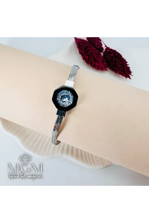 Rodyum Çelik Bileklikler 17+5 Cm Uzatma Payı - Kbl0135
