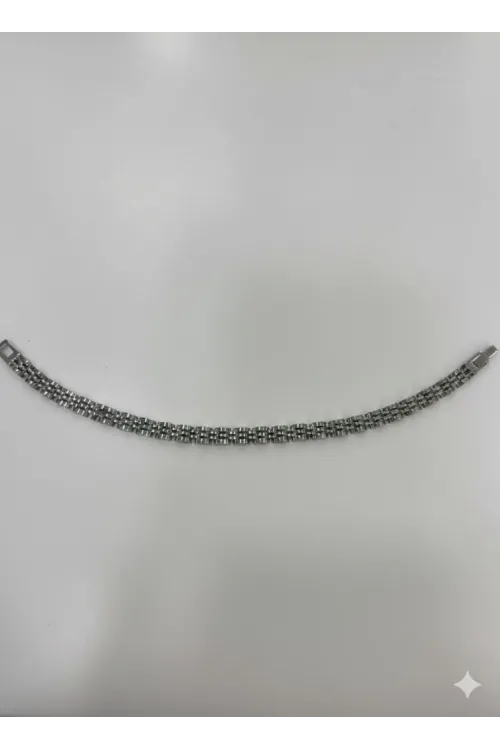 Rodyum Çelik  Erkek Çelik Bileklik Boy 21.5 Cm / En 0.6 Mm  - Ebl0043