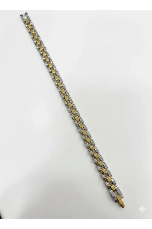 Rodyum-  Çelik  Erkek Çelik Bileklik Boy 21.5 Cm / En 0.8 Cm  - Ebl0058