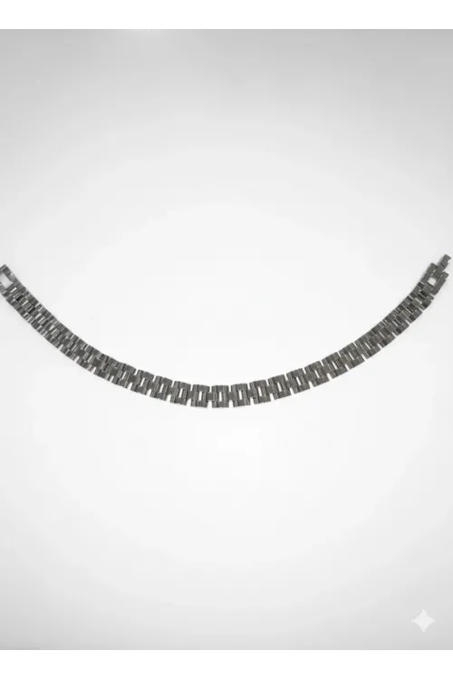 Rodyum Çelik  Erkek Çelik Bileklik Boy 21.5 Cm / En 0.8 Mm  - Ebl0041