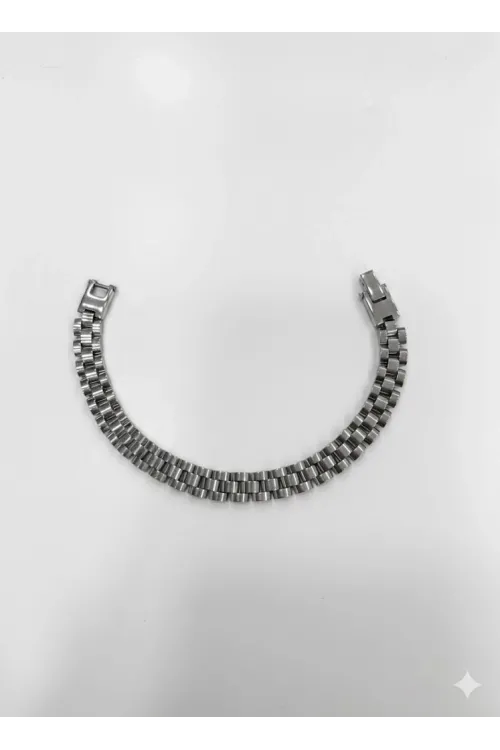 Rodyum Çelik  Erkek Çelik Bileklik Boy 21.5 Cm / En 0.9 Mm  - Ebl0038