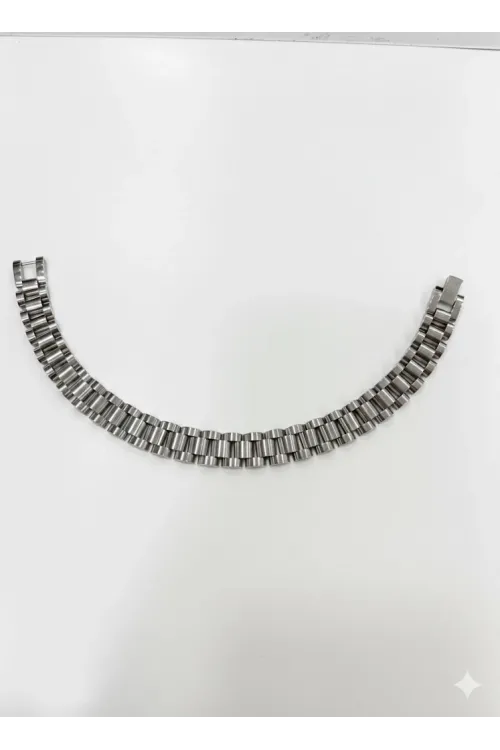 Rodyum Çelik  Erkek Çelik Bileklik Boy 21.5 Cm / En 1.0 Cm  - Ebl0039