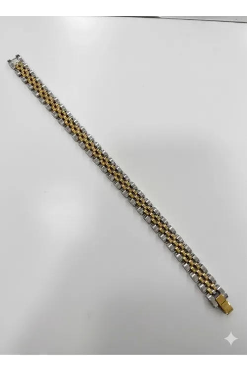 Rodyum Çelik  Erkek Çelik Bileklik Boy 21.5 Cm / En 1.0 Mm  - Ebl0051