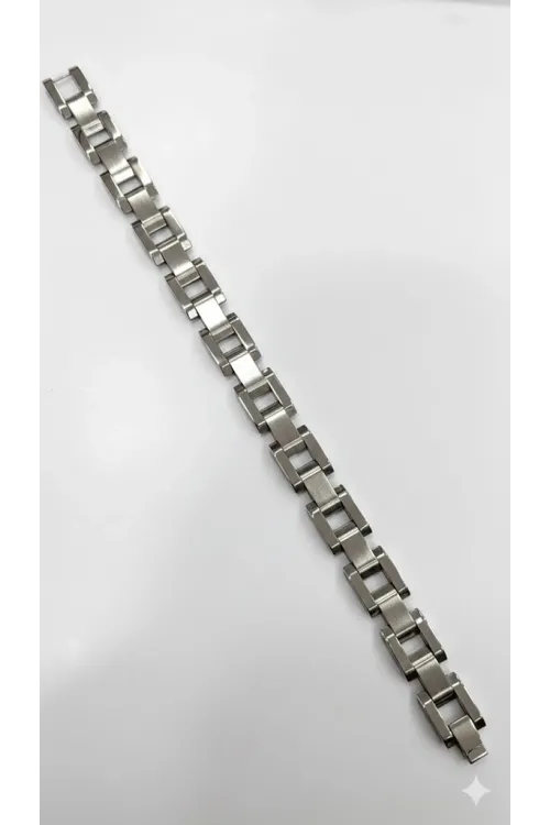 Rodyum Çelik  Erkek Çelik Bileklik Boy 21.5 Cm / En 1.2 Cm  - Ebl0055