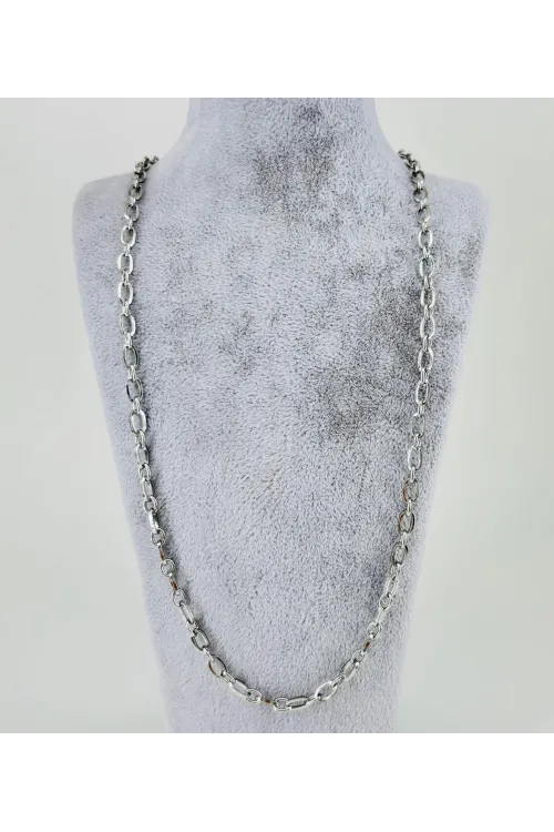 Rodyum Çelik Erkek Kolye 60 Cm - Ekl0014