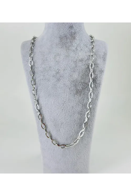 Rodyum Çelik Erkek Kolye 60 Cm - Ekl0018