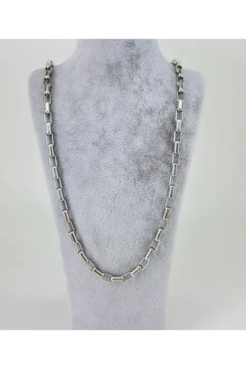 Rodyum Çelik Erkek Kolye 60 Cm - Ekl0035