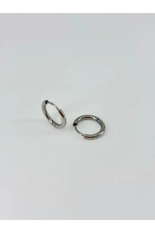 Rodyum   Çelik Erkek Küpe Çap (10 Mm) Kalınlık (2 Mm) - Ekp0025