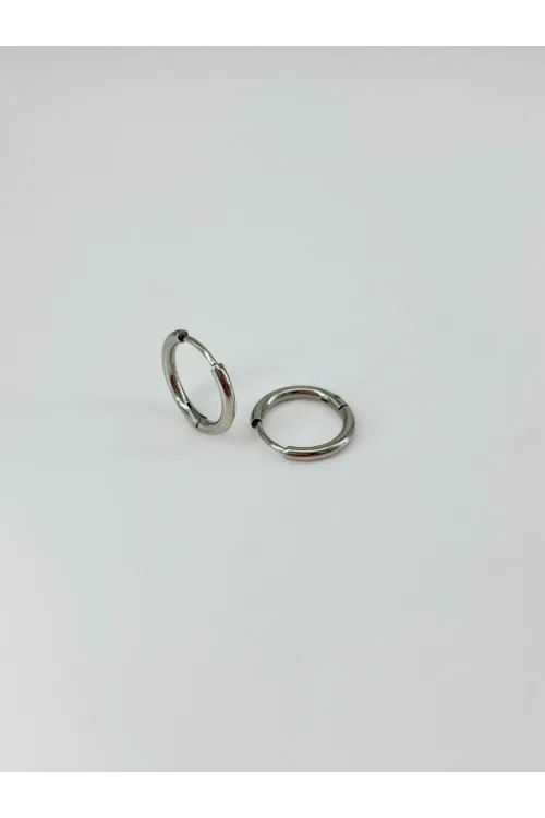 Rodyum   Çelik Erkek Küpe Çap (12 Mm) Kalınlık (2 Mm) - Ekp0027