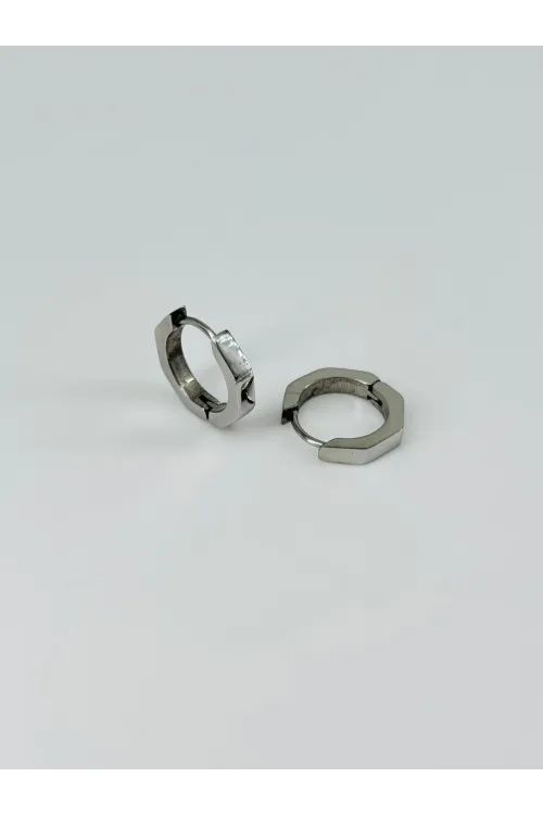 Rodyum   Çelik Erkek Küpe Çap (12 Mm) Kalınlık (3 Mm) - Ekp0012