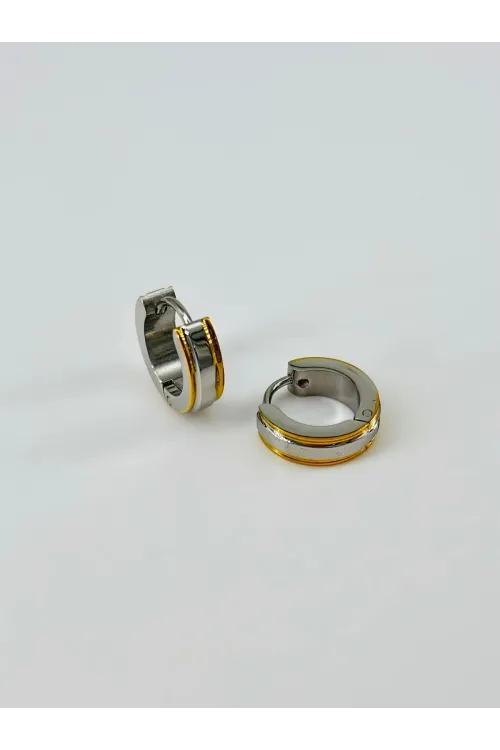 Rodyum Ve   Çelik Erkek Küpe Çap (9 Mm) Kalınlık (4 Mm) - Ekp0002