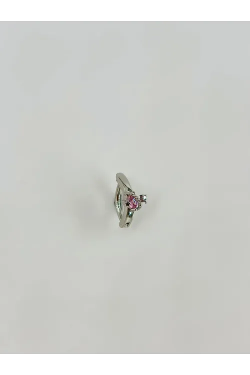 Rodyum Zirkon  Taşlı Çelik Göbek - Pg0006