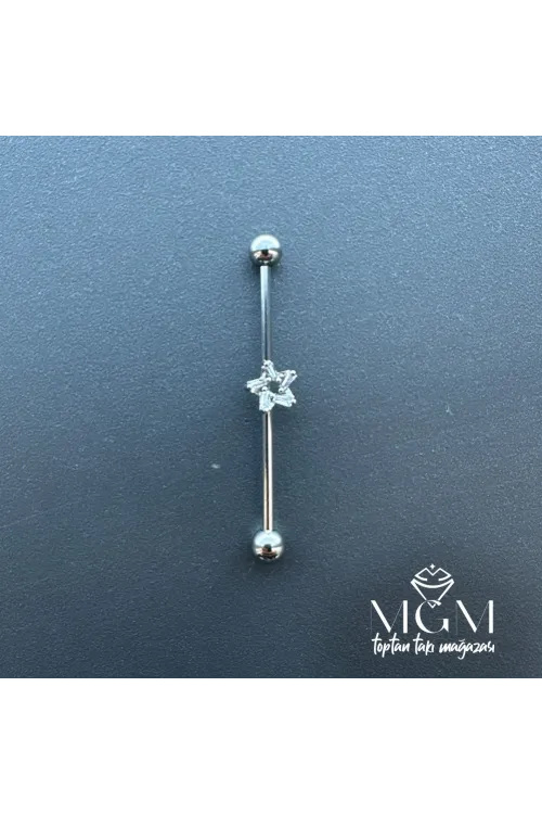Rodyum Zirkon Taşlı Çelik Köprü - Pr000169