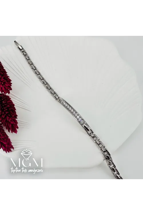 Rodyum Zirkon Taşlı Pirinç Bileklikler 19 Cm - IEG0053