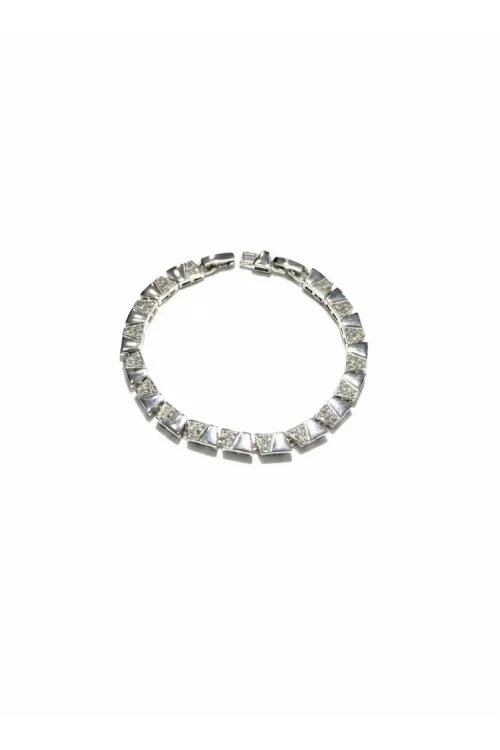 Rodyum Zirkon Taşlı Pirinç Cm Bileklik 17+2 Cm  - IEG0433