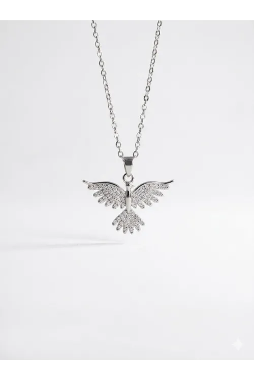 Rodyum Zirkon Taşlı Zincir : Çelik Çelik Kolye 40+5 Cm - Kl0282