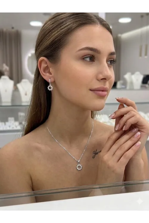 Rodyum Zirkon Taşlı Zincir : Çelik Ürünler 40+5 Cm - Set0041