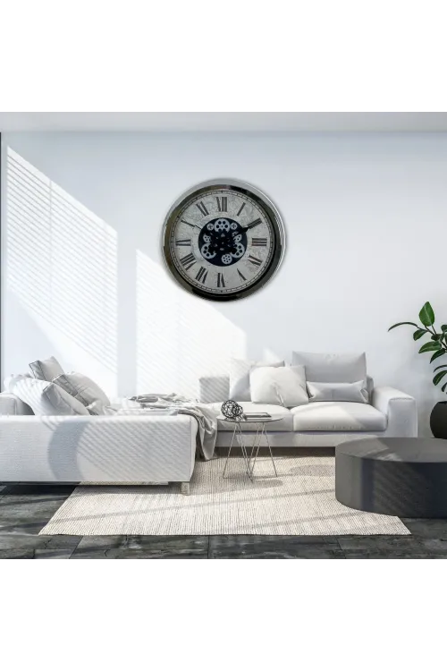 Roma Atlas Silver 60 Cm Çarklı Krom Duvar Saati