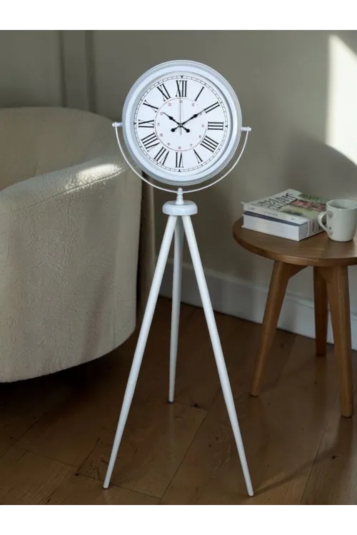 Roma Rakamlı Beyaz Tripod Ayaklı Saat