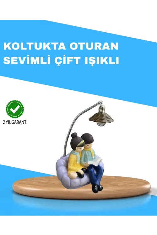 Romantik Çift Temalı Dekoratif Masa Lambası Yumuşak Led Işık