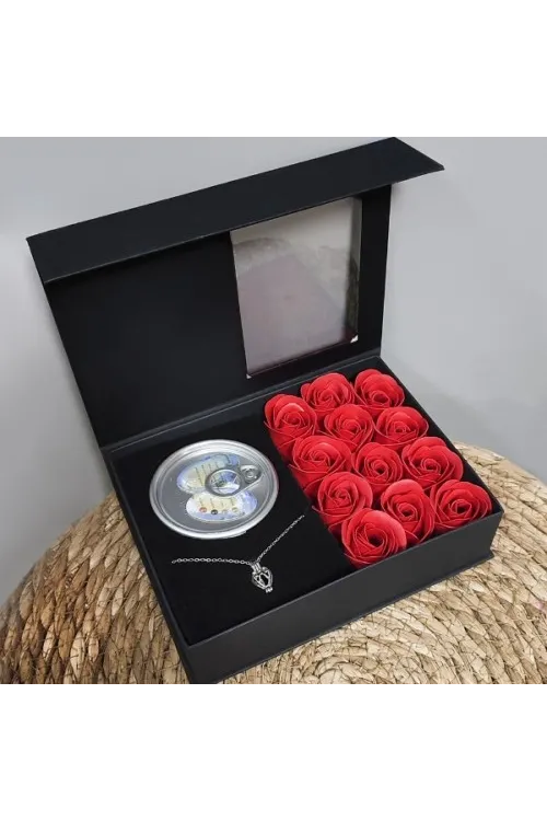 Romantik Gül ve İstiridye İnci Kolye Seti