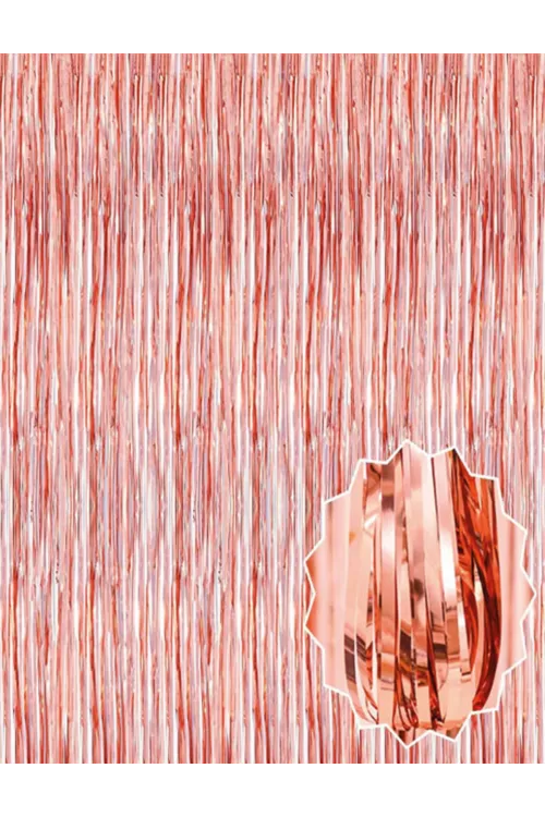 Rose Gold Püsküllü Kapı Perdesi - Parti, Bekarlığa Veda, Doğum Günü 1x2 m