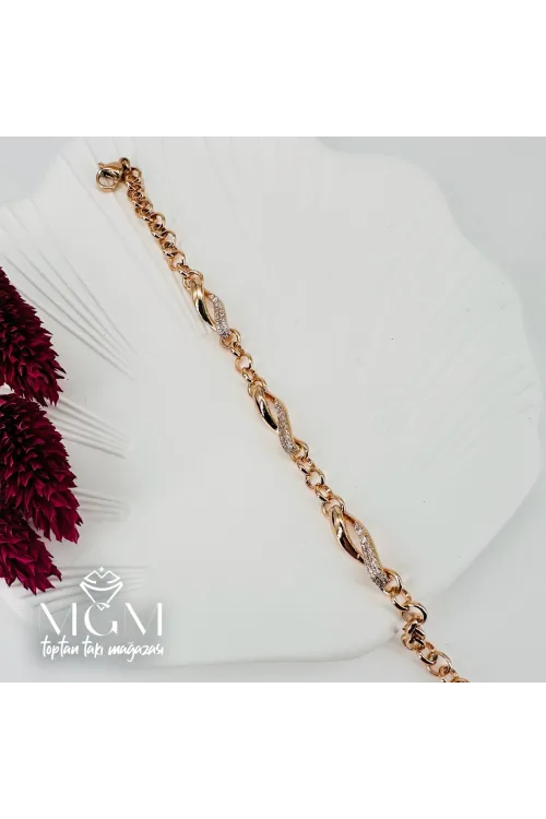 Rose  Zirkon Taşlı Pirinç Bileklikler 16+4 Cm - IEG0041