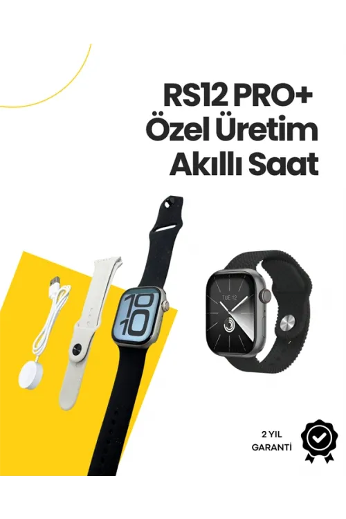 Rs12 Pro+ 2025 Serisi Özel Üretim Full Ekranlı Akıllı Saat – Nabız Ve Uyku Takibi, Bluetooth Arama, Garantili, Güçlü Batarya