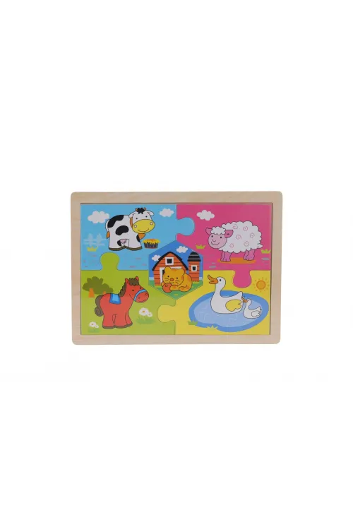 S01002909 WOODEN PUZZLE VEHICLES ANMALS 5 PCS 2 AST