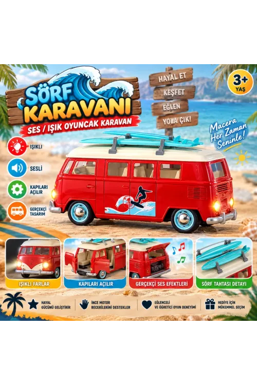 S01005718 Sörf Karavanı Ses/ışık Oyuncak Karavan