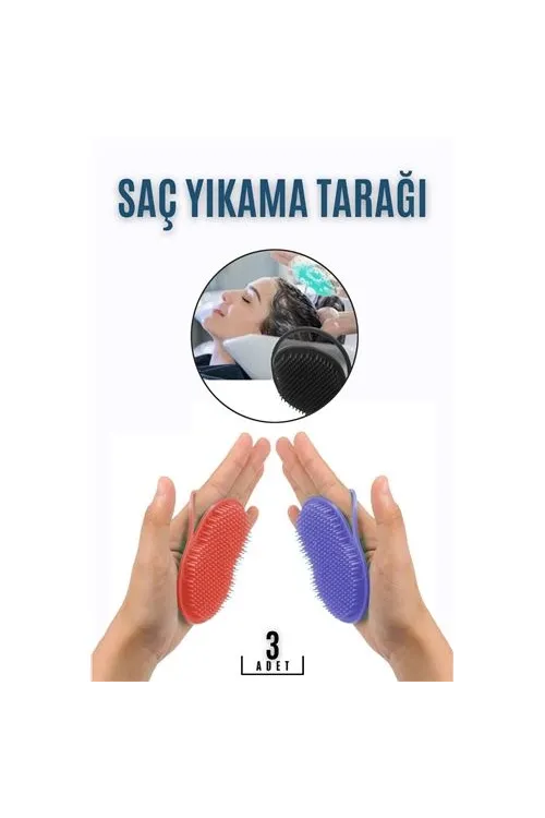 Saç Yıkama Tarağı Avuçiçi 3 LÜ SET Belgiqa Design 718692